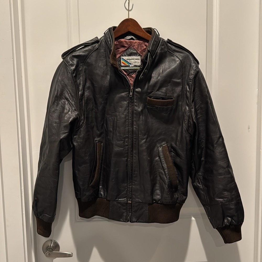 Vintage Members Only Genuine Leather Bomber Jacket